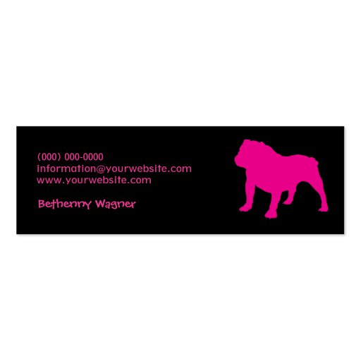 Bulldog Pet Care Pink Business Card Templates (back side)