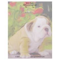 Bulldog puppy art letterhead