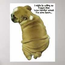 Bulldog Puppy Love Handles and Bacon Print