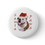 Bulldog Santa Paws buttons