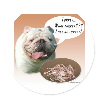 Bulldog Turkey Round Sticker by GreyWolfCreation