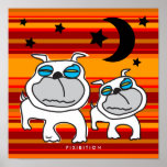 Bulldog Twin With Eclipse And Star Poster