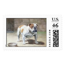 Bulldog Vintage Postage Stamp