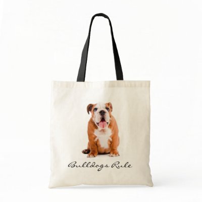 Bulldogs Rule Puppy Budget Canvas Tote Bag by alwaysdogs