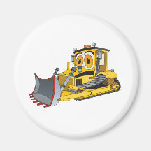 Bulldozer Cartoon Refrigerator Magnets