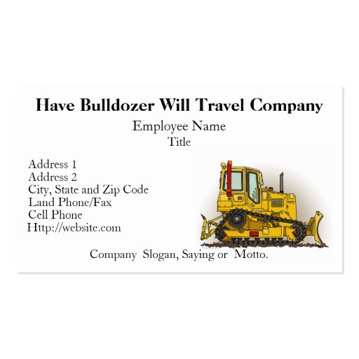 Bulldozer Dozer Business Cards (front side)