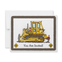 Bulldozer Dozer Kids Party Invitation