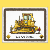Bulldozer Dozer Kids Party Invitation invitations