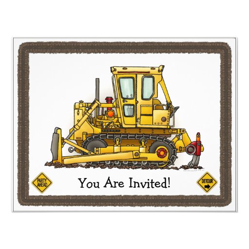 Bulldozer Dozer Kids Party Invitation