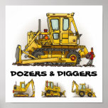 Bulldozer Dozers Diggers Poster Print