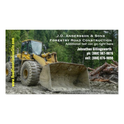 Bulldozer Heavy Road Construction Earth Moving Business Cards (front side)