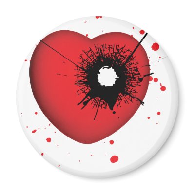 Bullet Hole Heart Refrigerator Magnet by CityRoyalty