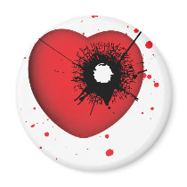 Bullet Hole Heart magnets by CityRoyalty Bullet Hole Heart magnets