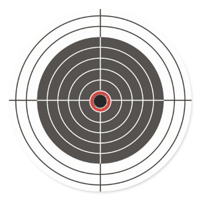 Bullet hole in the target - bulls-eye round sticker