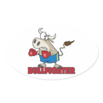 bullfighter funny boxer bull cartoon character sticker