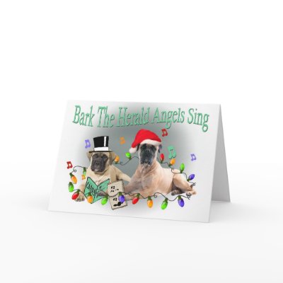 Bullmastiff Bark The Herald Angels Sing Cards by friskybiz