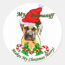 Bullmastiff Christmas Gifts Stickers