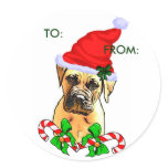 Bullmastiff Christmas Gifts, TO:, FROM: Round Stickers