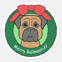 Bullmastiff Christmas Sticker