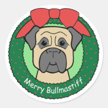 Bullmastiff Christmas Sticker