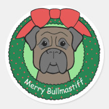 Bullmastiff Christmas Stickers