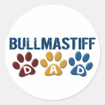 BULLMASTIFF DAD Paw Print 1 Stickers