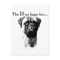 Bullmastiff Happy Face Postcard