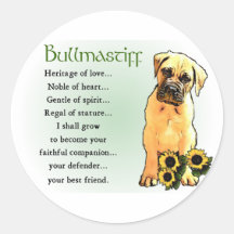 Bullmastiff Lovers Gifts Round Sticker