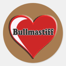 Bullmastiff on Heart for dog lovers Stickers