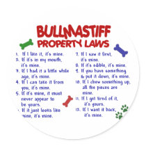 BULLMASTIFF Property Laws 2 stickers by poochloverstuff BULLMASTIFF Property Laws 2 stickers