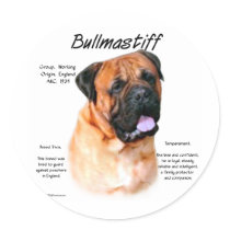 Bullmastiff (red) History Design Stickers