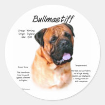 Bullmastiff (red) History Design Stickers