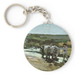 Bullock Cart In The Ford By Grigorescu Nicolae Key Chains