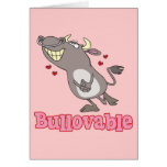 bullovable bull lovable funny pun cartoon greeting card