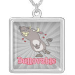 bullovable bull lovable funny pun cartoon custom jewelry