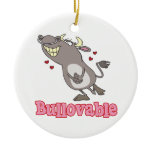 bullovable bull lovable funny pun cartoon christmas ornaments