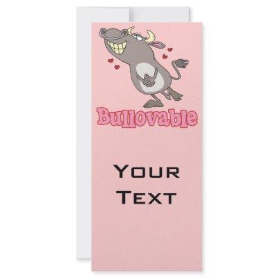 bullovable bull lovable funny pun cartoon full color rack card by tooni_dooni