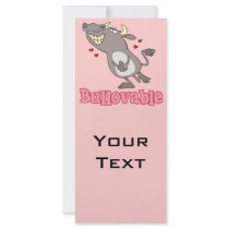 bullovable bull lovable funny pun cartoon full color rack card