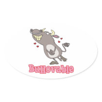 bullovable bull lovable funny pun cartoon stickers