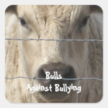 Bulls Against Bullying - Fence - Cowboy Parenting Square Sticker