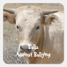 Bulls Against Bullying - White - Cowboy Parenting Square Stickers