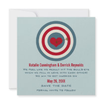 Bull's-Eye Save the Date Invite, Blue & Red