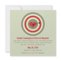 Bull's-Eye Save the Date Invite, Gray & Red