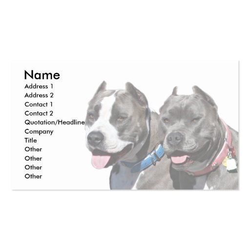 Bully Breed Pitbull Dog Animals Business Cards (front side)