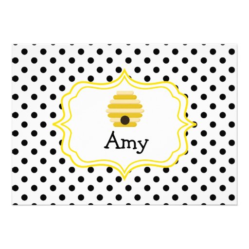 Bumble Bee Babee Birthday yellow Invitation