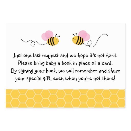 Bumble Bee Baby Shower Book Request Cards Business Card Templates (front side)