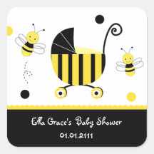 Bumble Bee Baby Shower Favor Stickers Labels Seals