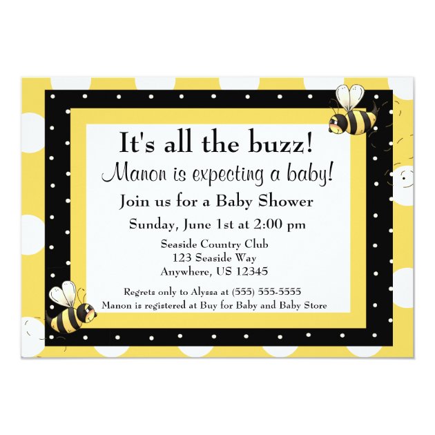 Bumble Bee Baby Shower Invitation (front side)