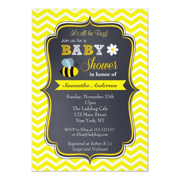 Bumble Bee Baby Shower Invitations (front side)