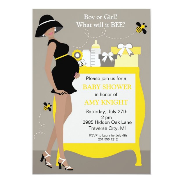 Bumble Bee Baby Shower Invitations - African Ameri